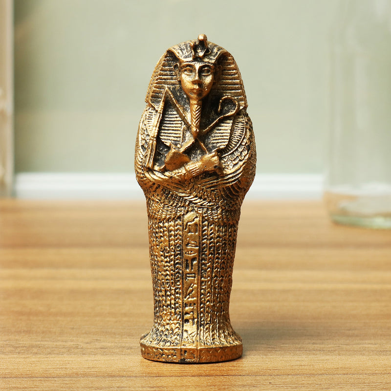 3.7 Inch Egyptian Pharaoh Miniature Figurine Resin Coffin Craft Ornament Home Decorations