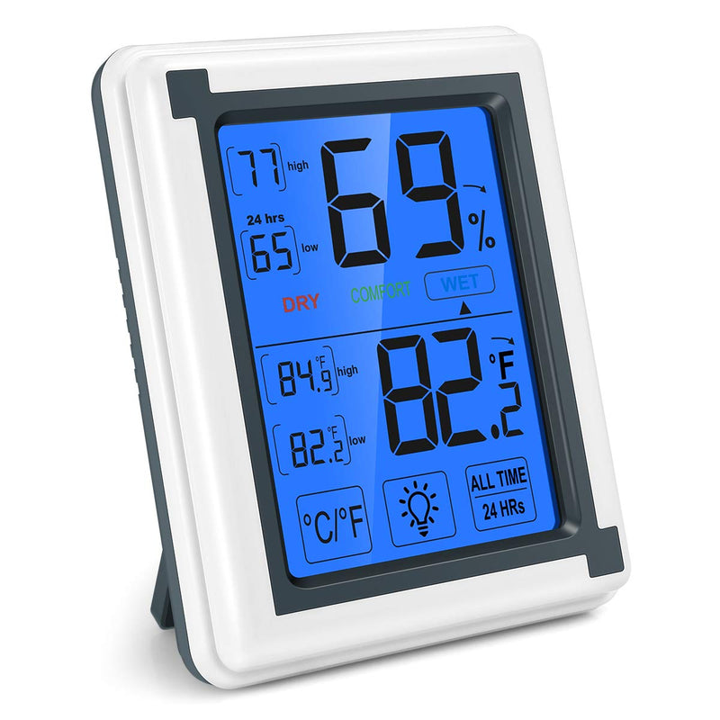 Brifit Indoor Outdoor Digital Thermometer Humidity Monitor with Large Touchscreen and Backlight