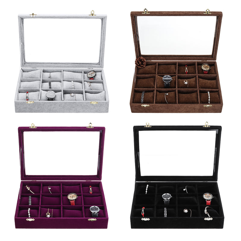 12 Grids Jewelry Storage Box Watch Display Box Velvet Watch Storage Box 35cm*24cm*7cm