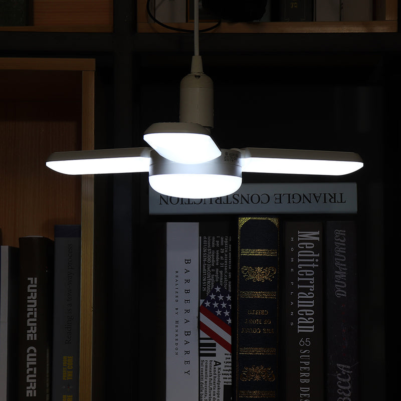 E27 40W 3+1 2835 SMD Foldable Fan Blade LED Pendant Light Bulb Angle Adjustable Garage Lamp AC110-265V