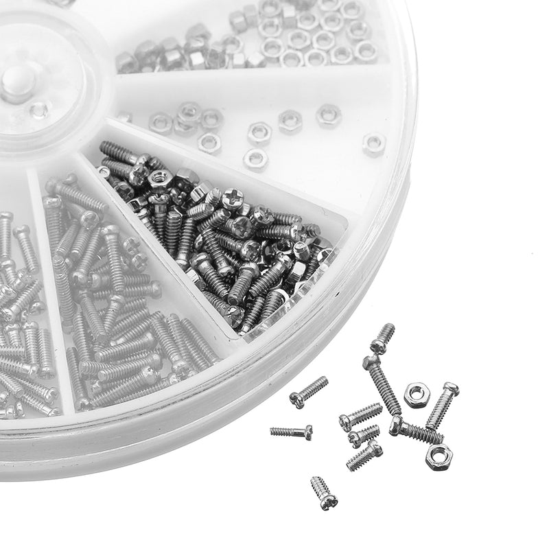 Suleve MXSS7 600Pcs Stainless Steel M1/1.2/1.4/1.6 Small Screws Nut for Watches Clocks Mobile 2-4mm