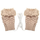 5V USB Heated Gloves Warmer Hands Knitting Fingerless Electric Office Winter Motorcycle