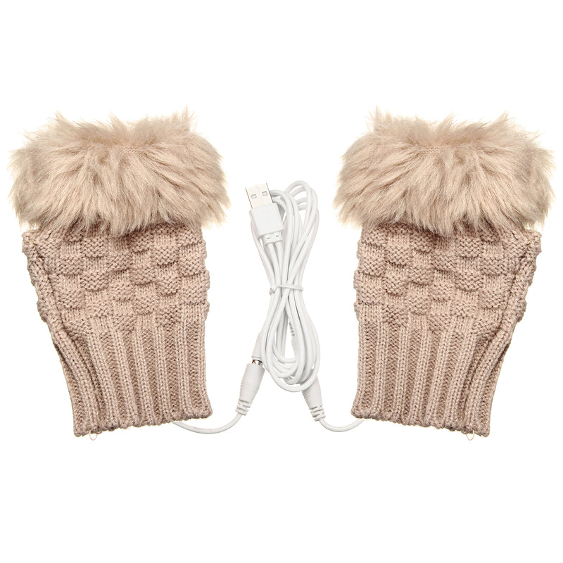 5V USB Heated Gloves Warmer Hands Knitting Fingerless Electric Office Winter Motorcycle