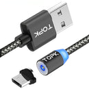 TOPK R-Line1 Reversible Micro USB LED Magnetic Braided Fast Charging Data Cable 1M For Phone Tablet