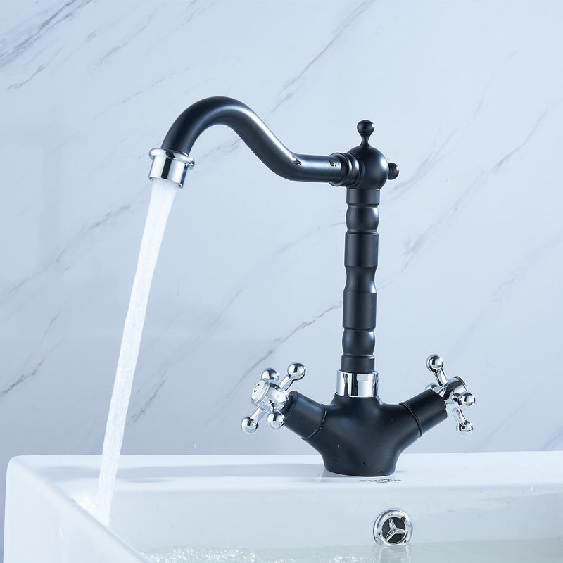 Brass Kitchen Sink Faucet Bathroom Basin Hot & Cold Water Mixer Tap Double Handle