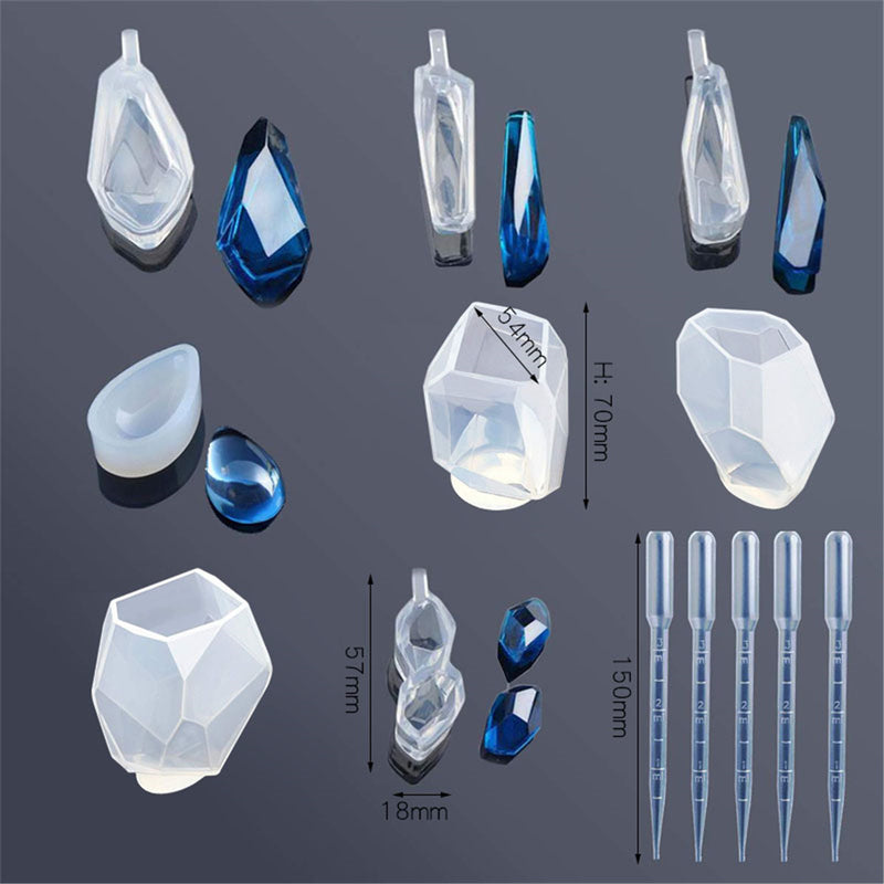 13Pcs/Set Resin Casting Mold Silicone Jewelry Agate Making Epoxy Mould Casting Tool