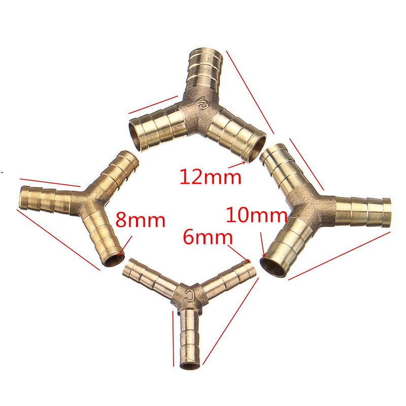 4pcs Pagoda Adapter Brass Barb Y Shape 3 Ways Pipes Fitting 6/8/10/12mm Pneumatic Component Hose Coupler