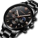 CRRJU 2159 Creative Sun Moon Men Business Style Chrono 316L Stainless Steel Strap Quartz Watch