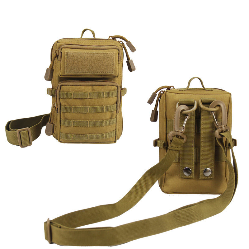 8" 3P Molle Tactical Outdoor Sports Waist Bag Accessory Kit with Shoulder Strap Mini Phone Pockets Molle Module Package