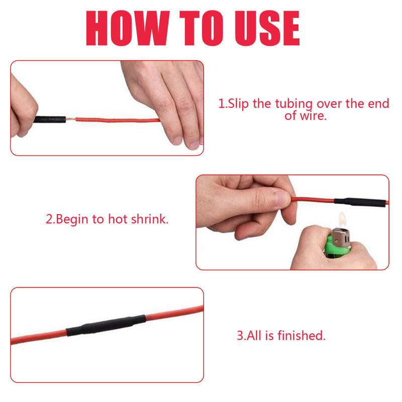 127Pcs Black&Red Weatherproof Heat Shrink Tube Sleeving Tubing Tube Assortment Kit