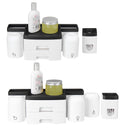Kitchen Shelf Toothbrush Rack Hole-free Mouthwash Cup Bathroom Wall-mounted 2 Drawers Toothbrush Receptacle Rack + Toothpaste Extruder