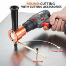 Drillpro 7Pcs Upgrade 360 Degree YT-160AS Double Head Metal Sheet Nibbler Cutter Drill Attachment with Step Drill Cutting Accessories Set for Electric Drill