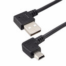 Universal Black USB 2.0 Male A to Mini USB 2.0 Male B 90 Degree Charging Cable Adapter Cord