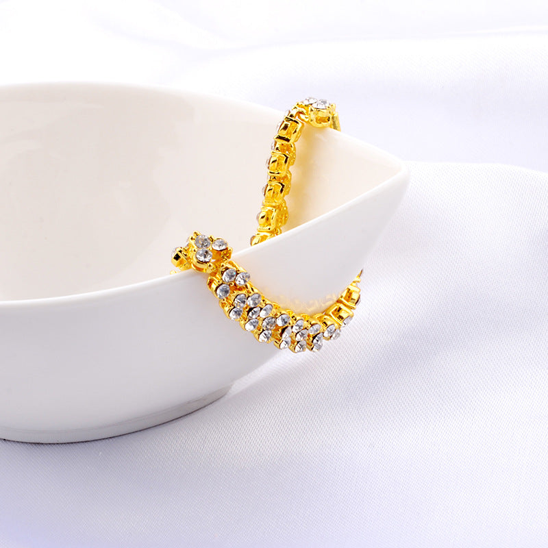 Trendy Metal Geometric Crystal Bracelet Temperament Rhinestone Bracelet