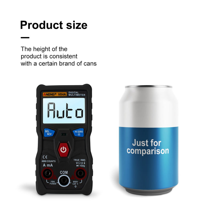 ANENG V04A Automatic Intelligent Gear Recognition Electrician NCV Pocket True RMS Digital Multimeter 4000 Counts NVC Test Temperature Measurement