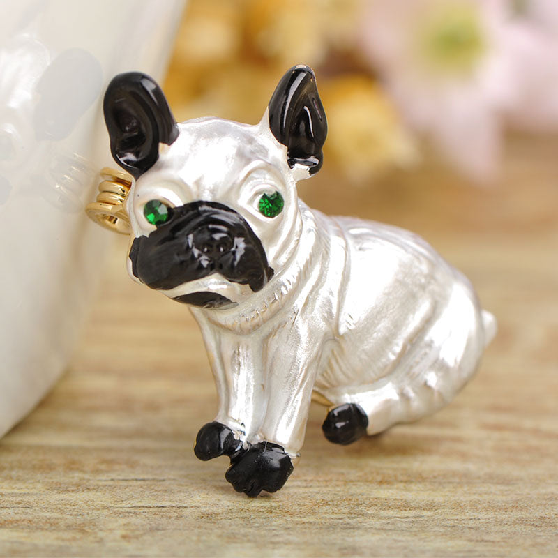 Cute Green Rhinestone Eyes Alloy Dog Brooch Delicate Breastpin Clothing Accessories for Women Girl