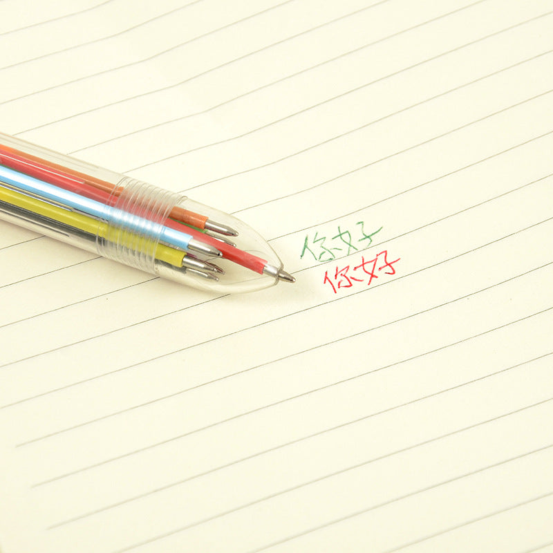 1 x Multicolor Ballpoint Pen Multifunction 8 In 1 Colorful Pressed Ballpoint Pen 0.5mm School Supply