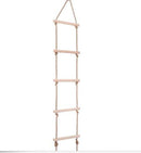 Kids Indoor Outdoor Playhouse Wooden 300Kg 5 Rungs Rope Climbing Ladder Toy