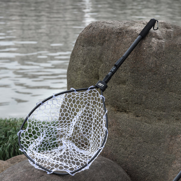 LEO Folding Fish Net Ultra-light Aluminum Alloy Rubber Mesh Catch Tackle Tool Fishing Accessories