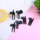 6Pcs Mini Animal Fork Fruit Picks Cute Cartoon Black Cat Children Fork Toothpick Novelties Toys