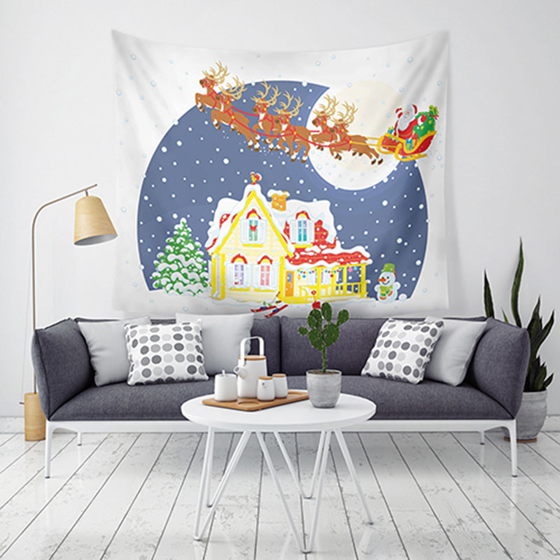 Loskii LWG4 Christmas Tapestry Santa Print Hanging Tapestry Wall Art Home Decor Christmas Decorations For Home