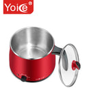 Yoice Y-DZG12 600W 220V Mini Multifunctional Electric Cooking Pot 304 Stainless Steel Red Color