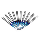 Drillpro 10pcs 0.5-1.0mm Blue NACO Coated PCB Bits Carbide Engraving Milling Cutter For CNC Tool Rotary Burrs