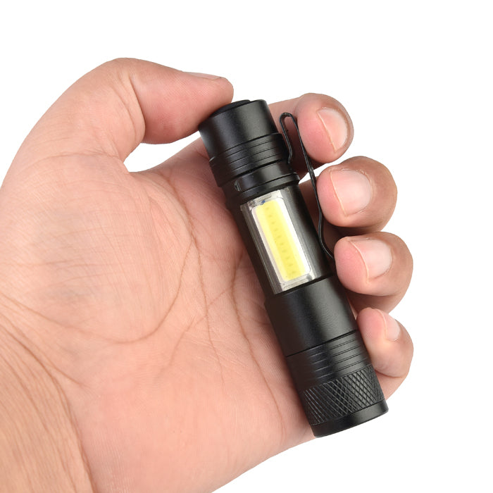 XANES 3504 XPE-Q5+COB 600Lumens Mini LED Flashlight Emergency Inspection Worklight AA/14500