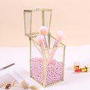 Geometric Glass Makeup Brush Jewelry Box Holder Makeup Organizer Desktop Cosmetic Storage Box Pearls Barrel