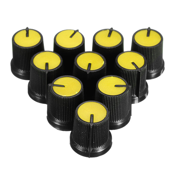 50Pcs Yellow Plastic For Rotary Taper Potentiometer Hole 6mm Knob