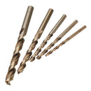 Drillpro 5pcs 4-10mm HSS M35 Cobalt Twist Drill Bit 4/5/6/8/10mm for Metal Stainless Steel Aluminium Copper