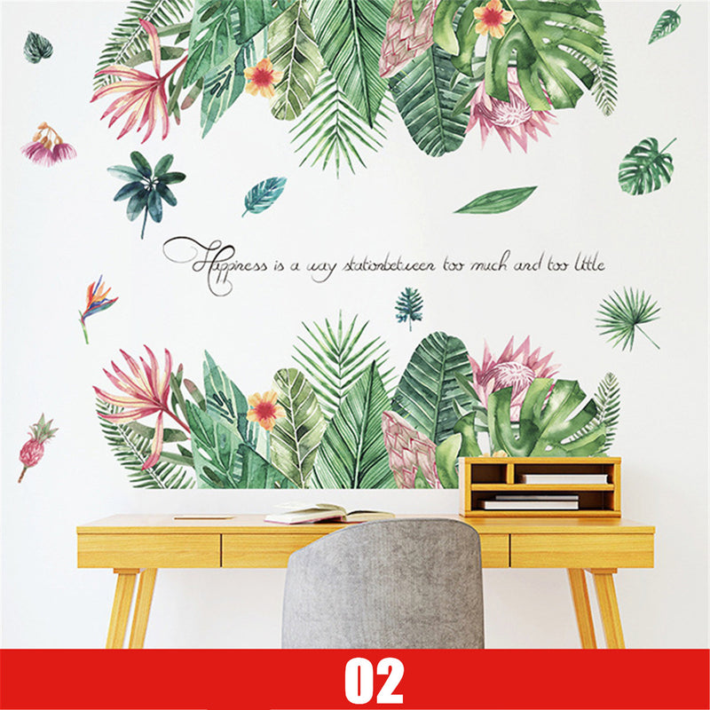 DIY Tropical Leaves Plant Flower Wall Sticker Art Home Decor Office Decal Mural