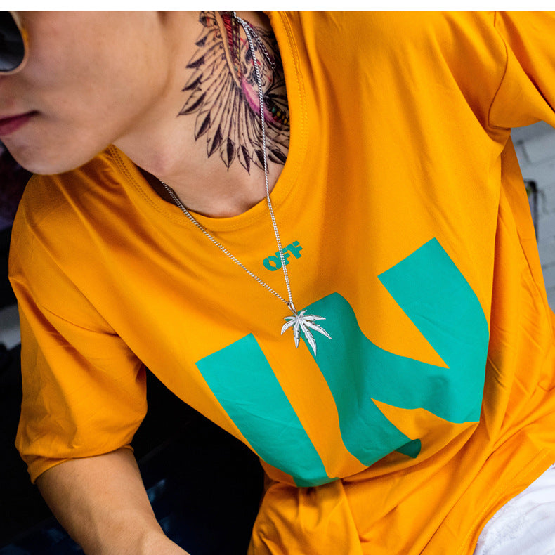 Creative Tree Hemp Maple Leaf Pendant Titanium Steel Male Necklace