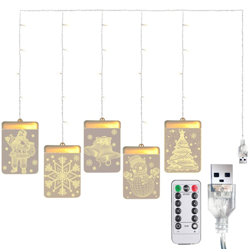 USB Remote Control 8 Modes LED String Light 3D Luminous Letters Fairy Christmas Garlands Curtain Hanging Lamp