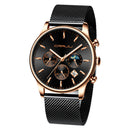 CRRJU 2266 Fashion Full Steel Mesh Calendar Chronograph 24hours Men Quartz Watch