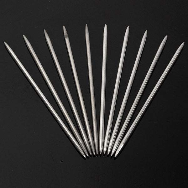55pcs 11 Sizes Stainless Steel Double Pointed Knitting Needles Hat Sweater Scarf Crochet Hook
