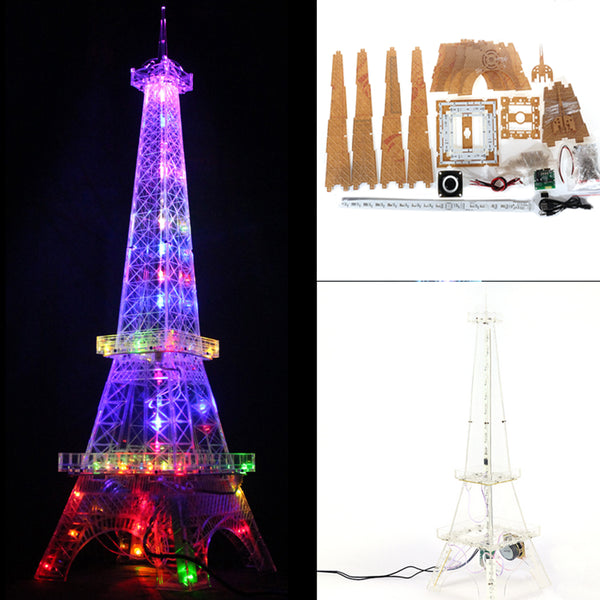 DIY LED bluetooth Eiffel Tower Flash Kit with Power Amplifier Function Electronic 51 Single-chip Circuit Board Production DIY Kit