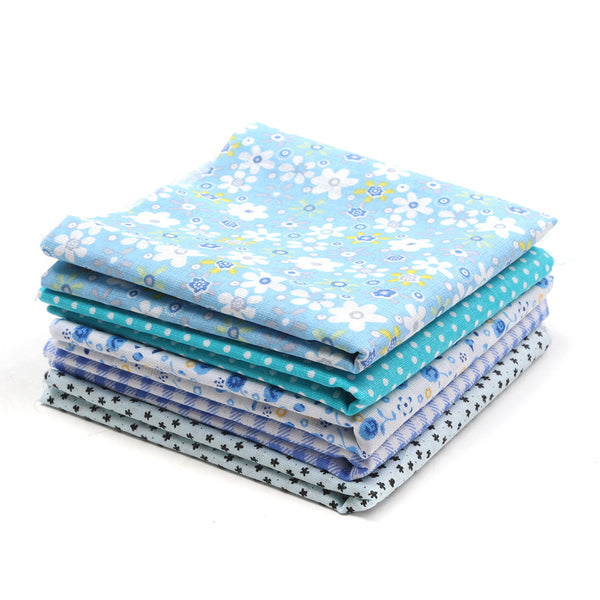 5PCS/Set 19.7'' Series Fabric Cotton Bundles Fat Quarters Polycotton Material Florals Gingham Spots Non Woven Fabric
