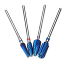 4pcs Blue Tungsten Steel Nail Drill Bits Grinding Head Carbide Burrs for Electric Manicure Machine