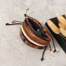 Casual Unisex Multi Bracelet Adjustable Woven Leather Bracelets for Men Gift for Him Her