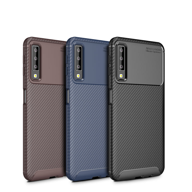 Bakeey Protective Case For Samsung Galaxy A7 Carbon Fiber Fingerprint Resistant Soft TPU Back Cover
