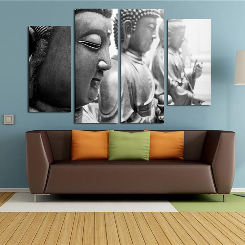 Miico Hand Painted Four Combination Decorative Paintings Bud-dha Statue Wall Art For Home Decoration