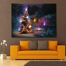 40 x 30cm Battery Operated LED Christmas Snowy House Front Tree Xmas Canvas Print Wall Art