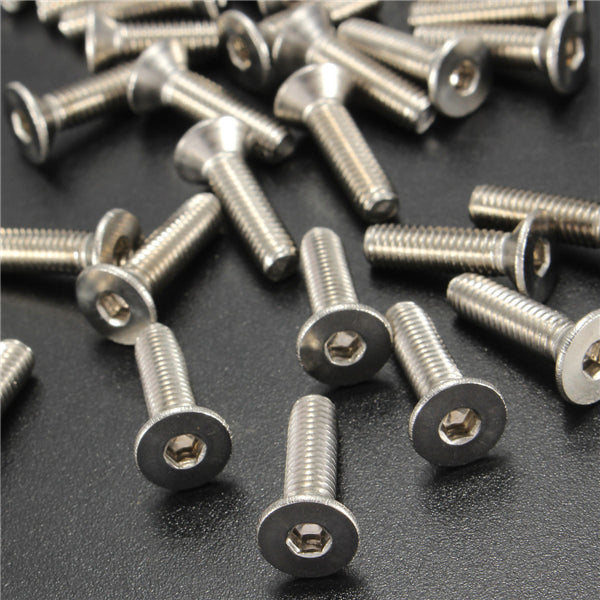 Suleve M4SH2 50pcs Metric M4 Stainless Steel Countersunk Flat Head Hex Socket Cap Screw Bolts