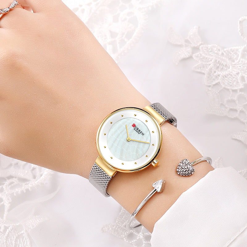 CURREN 9032 Unique Dial Design Elegant Women Wrist Watch Business Female Quartz Watch