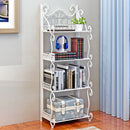 4 Tiers Iron Folding Storage Shelf Nordic Minimalist Multifunctional Bookshelf Storage Racks Holders for Office Home Bedroom Bathroom Kitchen