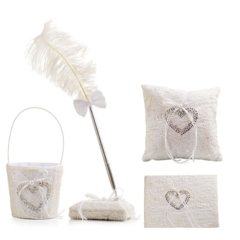 4Pcs/Set Square Ring Pillow Rhinestone Diamond For Wedding Party Decorations