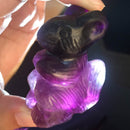 2" Hand Carved Rainbow Fluorite Squirrel Natural Quartz Crystal Skull Healing Decorations
