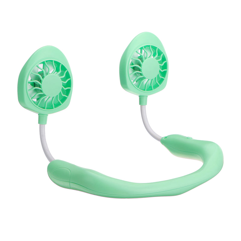 Portable USB Rechargeable Fan Neckband Lazy Neck Hanging Dual Cooling Mini Fan