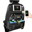 PU Leather Car Back Seat Organizer Black 10 Pockets Hanging Bags Storage Baskets with 4 USB Port